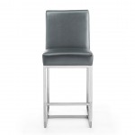 Element 24" Faux Leather Counter Stool in Graphite and Polished Chrome