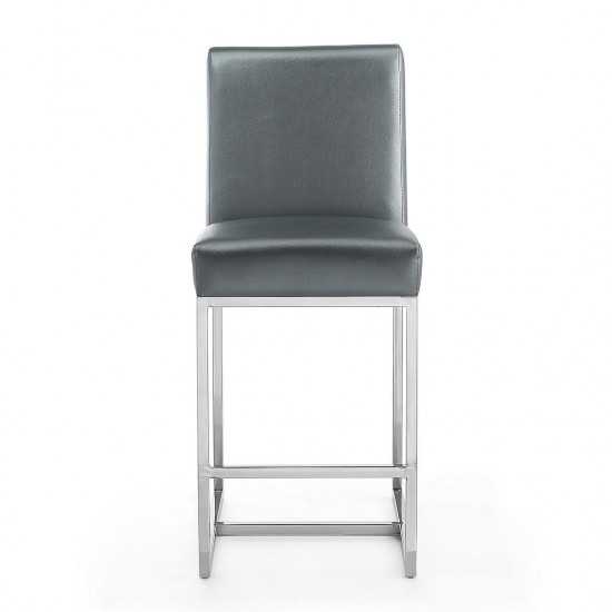 Element 24" Faux Leather Counter Stool in Graphite and Polished Chrome