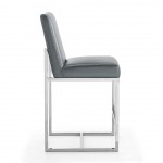 Element 24" Faux Leather Counter Stool in Graphite and Polished Chrome