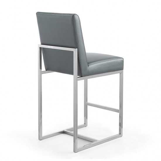 Element 24" Faux Leather Counter Stool in Graphite and Polished Chrome