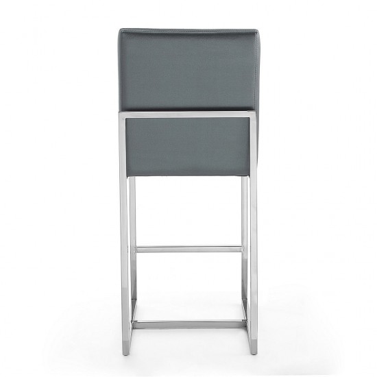 Element 24" Faux Leather Counter Stool in Graphite and Polished Chrome