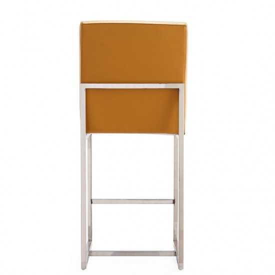 Element 24" Faux Leather Counter Stool in Camel and Polished Chrome