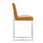 Element 24" Faux Leather Counter Stool in Camel and Polished Chrome