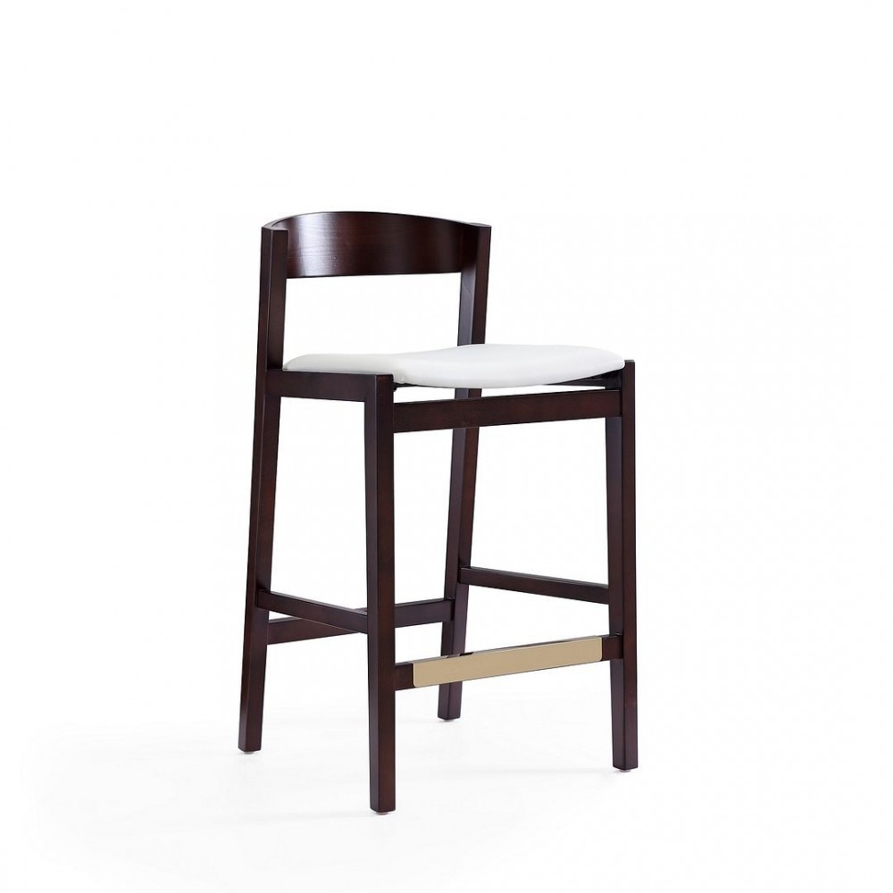 Klismos Counter Stool in Ivory and Dark Walnut