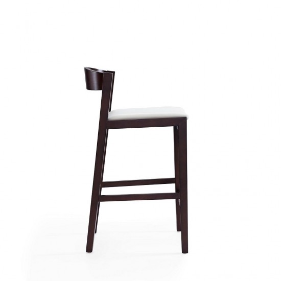 Klismos Counter Stool in Ivory and Dark Walnut