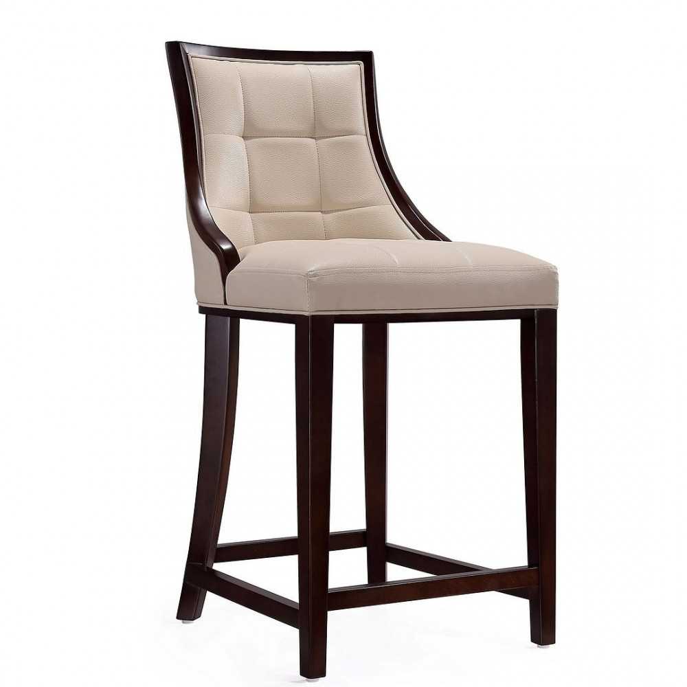 Fifth Ave Counter Stool in Cream and Dark Walnut