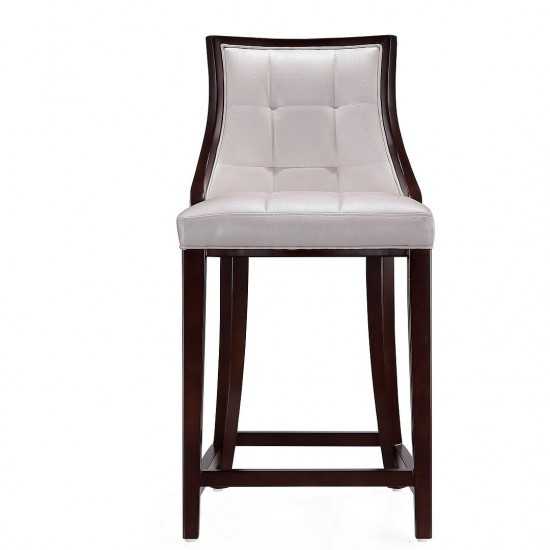 Fifth Ave Counter Stool in Pearl White and Walnut