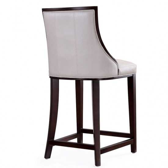 Fifth Ave Counter Stool in Pearl White and Walnut