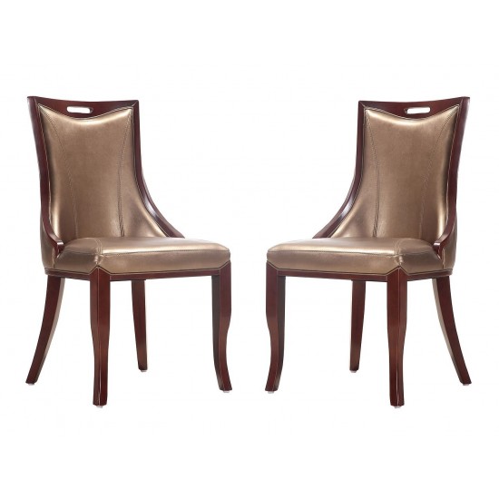 Emperor Dining Chair (Set of Two) in Bronze and Walnut