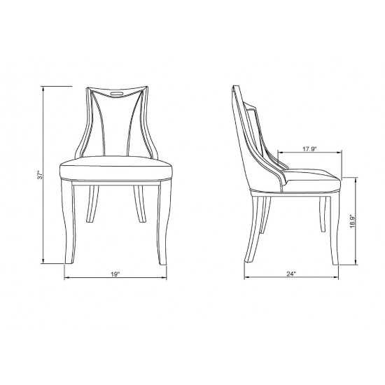 Emperor Dining Chair (Set of Two) in Bronze and Walnut