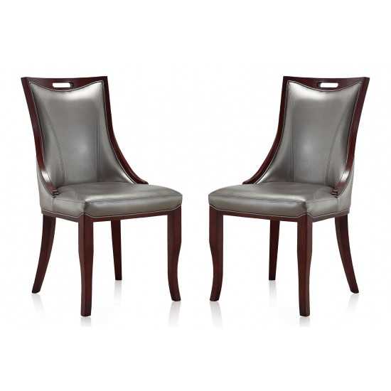 Emperor Dining Chair (Set of Two) in Silver and Walnut