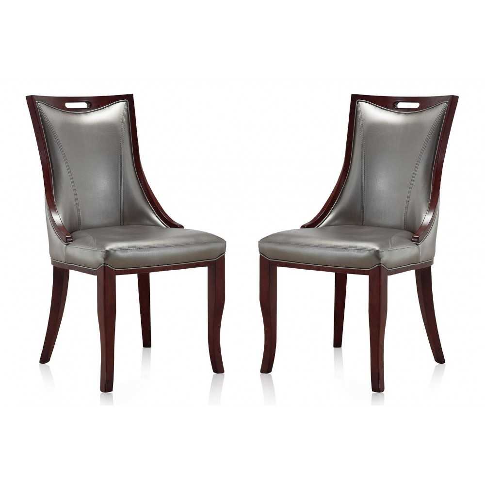 Emperor Dining Chair (Set of Two) in Silver and Walnut