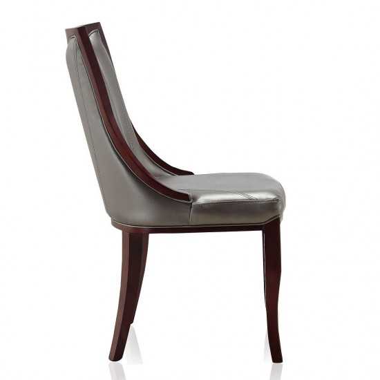 Emperor Dining Chair (Set of Two) in Silver and Walnut