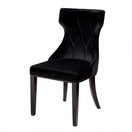 Reine Velvet Dining Chair (Set of Two) in Black and Walnut