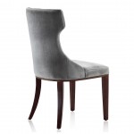 Reine Velvet Dining Chair (Set of Two) in Grey and Walnut