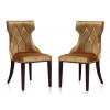 Reine Velvet Dining Chair (Set of Two) in Antique Gold and Walnut