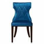 Reine Velvet Dining Chair (Set of Two) in Cobalt Blue and Walnut