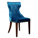 Reine Velvet Dining Chair (Set of Two) in Cobalt Blue and Walnut