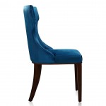 Reine Velvet Dining Chair (Set of Two) in Cobalt Blue and Walnut