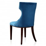 Reine Velvet Dining Chair (Set of Two) in Cobalt Blue and Walnut