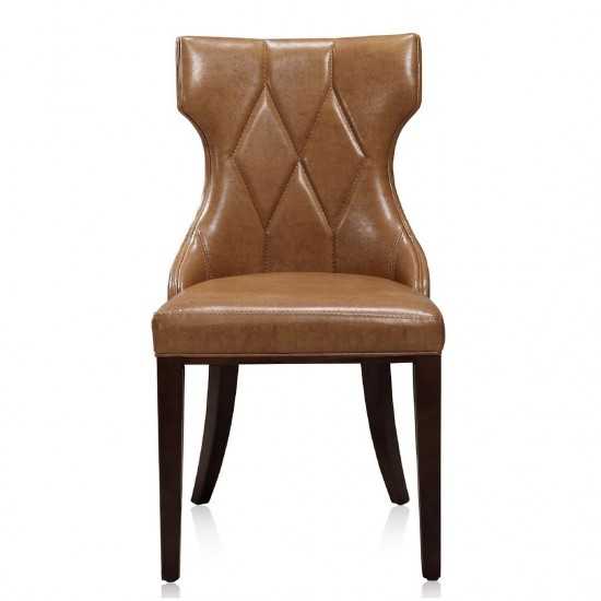 Reine Faux Leather Dining Chair (Set of Two) in Saddle and Walnut