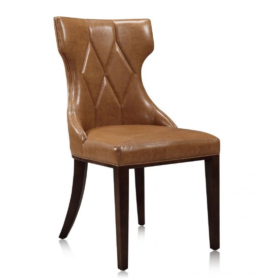 Reine Faux Leather Dining Chair (Set of Two) in Saddle and Walnut