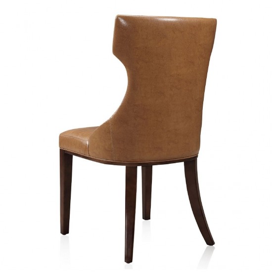 Reine Faux Leather Dining Chair (Set of Two) in Saddle and Walnut