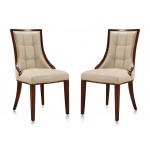 Fifth Avenue Faux Leather Dining Chair (Set of Two) in Cream and Walnut