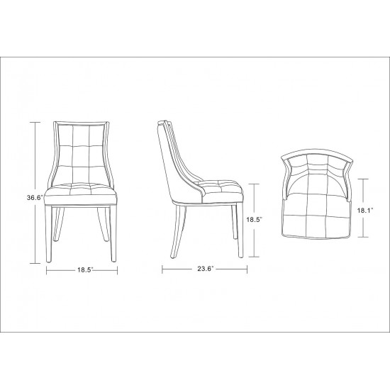 Fifth Avenue Faux Leather Dining Chair (Set of Two) in Cream and Walnut