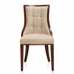 Fifth Avenue Faux Leather Dining Chair (Set of Two) in Cream and Walnut