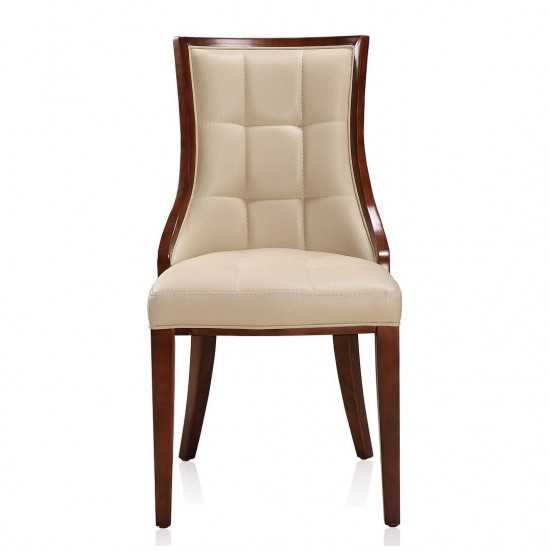 Fifth Avenue Faux Leather Dining Chair (Set of Two) in Cream and Walnut