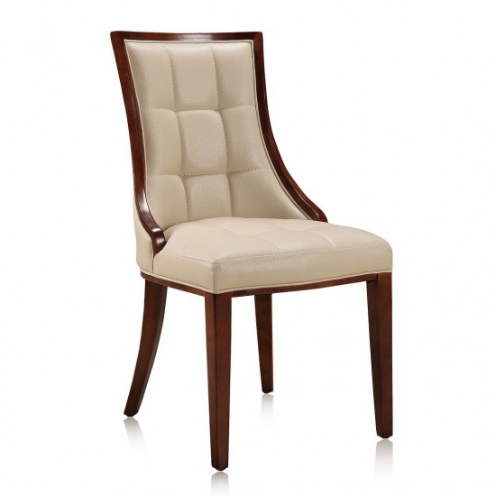 Fifth Avenue Faux Leather Dining Chair (Set of Two) in Cream and Walnut