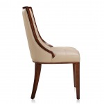 Fifth Avenue Faux Leather Dining Chair (Set of Two) in Cream and Walnut