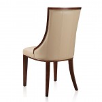 Fifth Avenue Faux Leather Dining Chair (Set of Two) in Cream and Walnut