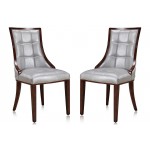 Fifth Avenue Faux Leather Dining Chair (Set of Two) in Silver and Walnut