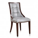 Fifth Avenue Faux Leather Dining Chair (Set of Two) in Silver and Walnut