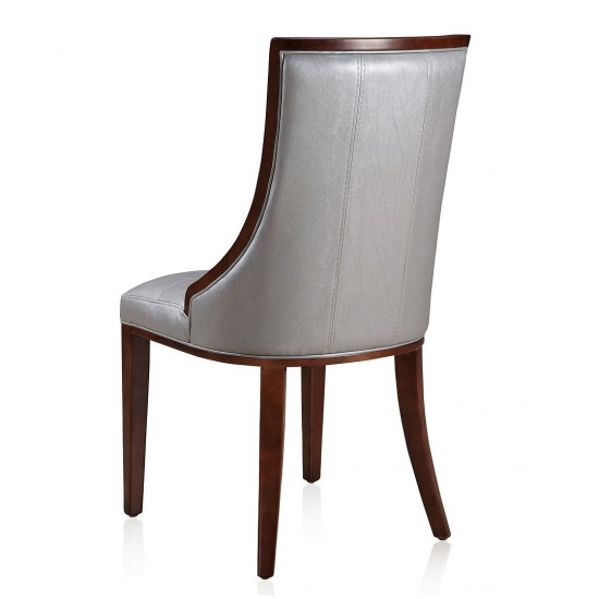 Fifth Avenue Faux Leather Dining Chair (Set of Two) in Silver and Walnut