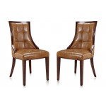 Fifth Avenue Faux Leather Dining Chair (Set of Two) in Saddle and Walnut