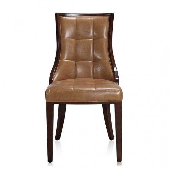 Fifth Avenue Faux Leather Dining Chair (Set of Two) in Saddle and Walnut