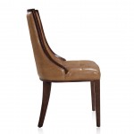 Fifth Avenue Faux Leather Dining Chair (Set of Two) in Saddle and Walnut