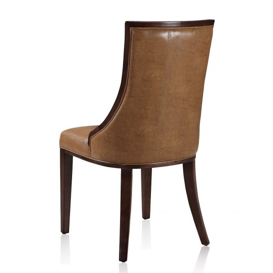 Fifth Avenue Faux Leather Dining Chair (Set of Two) in Saddle and Walnut