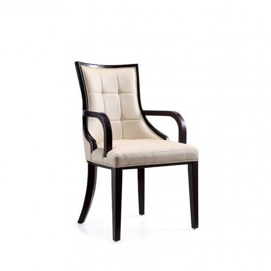 Fifth Avenue Faux Leather Dining Armchair Cream and Walnut