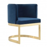 Aura Dining Chair in Royal Blue and Polished Brass