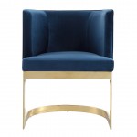 Aura Dining Chair in Royal Blue and Polished Brass