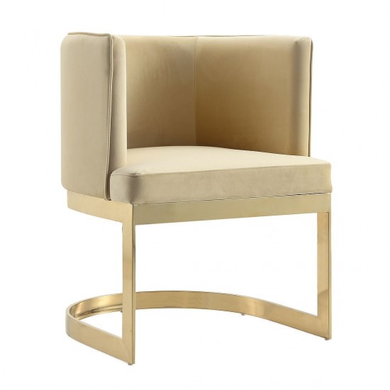 Aura Dining Chair in Sand and Polished Brass