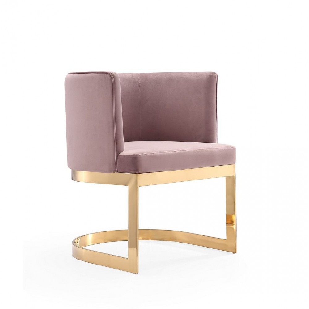 Aura Dining Chair in Blush and Polished Brass