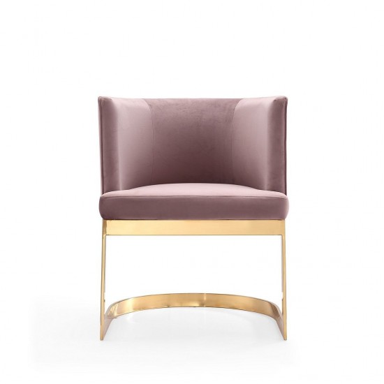 Aura Dining Chair in Blush and Polished Brass