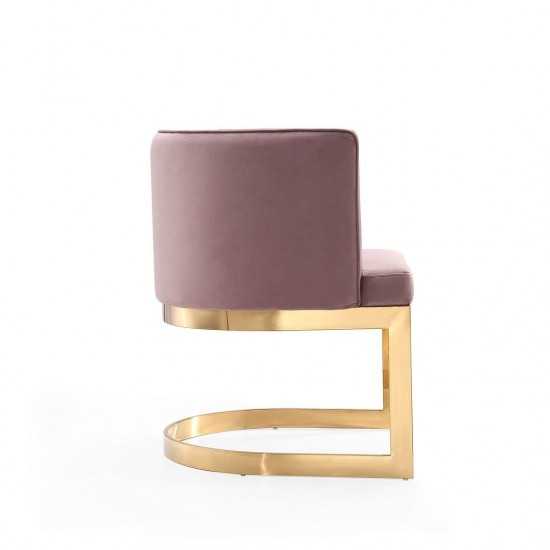 Aura Dining Chair in Blush and Polished Brass