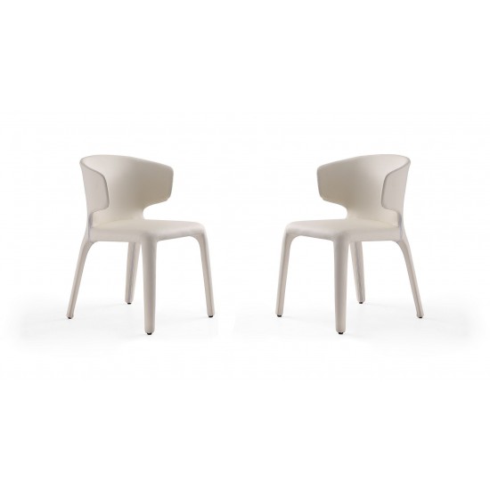 Conrad Leather Dining Chair in Cream (Set of 2)