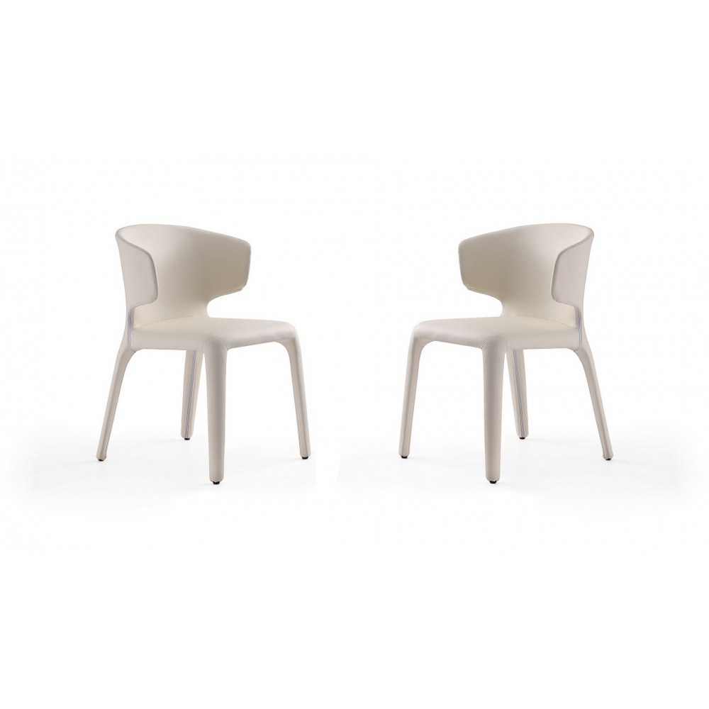 Conrad Leather Dining Chair in Cream (Set of 2)